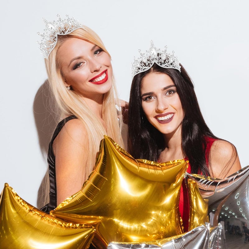 TAROSE Crowns for Women, Queen Crystal Gold Silver Tiaras with White Rhinestone and Combs, Goddess Crown for Wedding Bride Birthday Princess Bridal Shower Hair Accessories for Women - Image 5